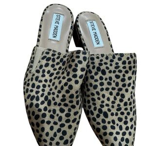Steve Madden Black and Cream Polka Dot Mules